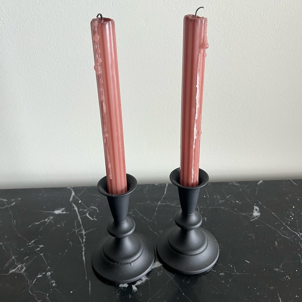 Elegant Black Candle Holders with Candles